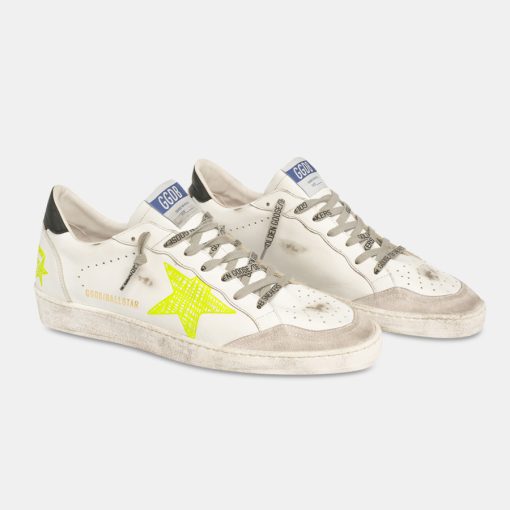 Sneakers Ball Star GMF00117.F001468.10596 bianche con dettagli giallo fluo-5905