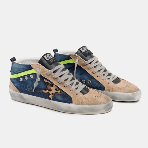 Sneaker Mid Star GMF00122.F000394.80346 in denim e suede con stella in cavallino leopardato-6069