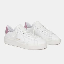 Sneaker Purestar GWF00197.F000837.10310 in pelle bianca e talloncino con glitter rosa-6079