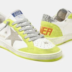 Sneakers Ball Star GWF00117.F001095.80829 bianche con inserti giallo fluo e glitter-5855