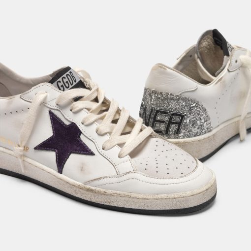 Sneakers Ball Star G35WS592.A21 con stella viola metallizzata e retro con glitter-5879