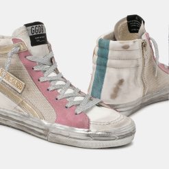 Sneakers Slide GWF00116.F001382.80970 con tomaia bianca e rosa-6304