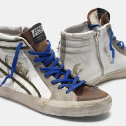 Sneakers G35MS595.A49 in pelle e suede con inserti in canvas raw edge-6383